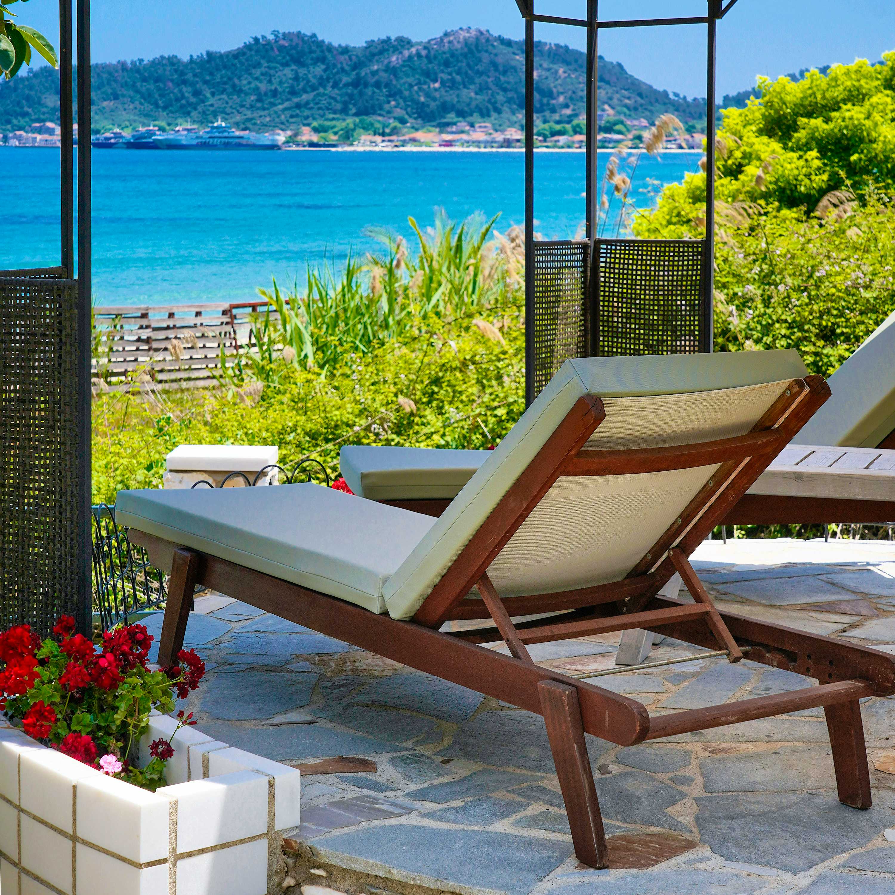 Photo Caption: Use the free sunbeds reserved exclusively for our guests